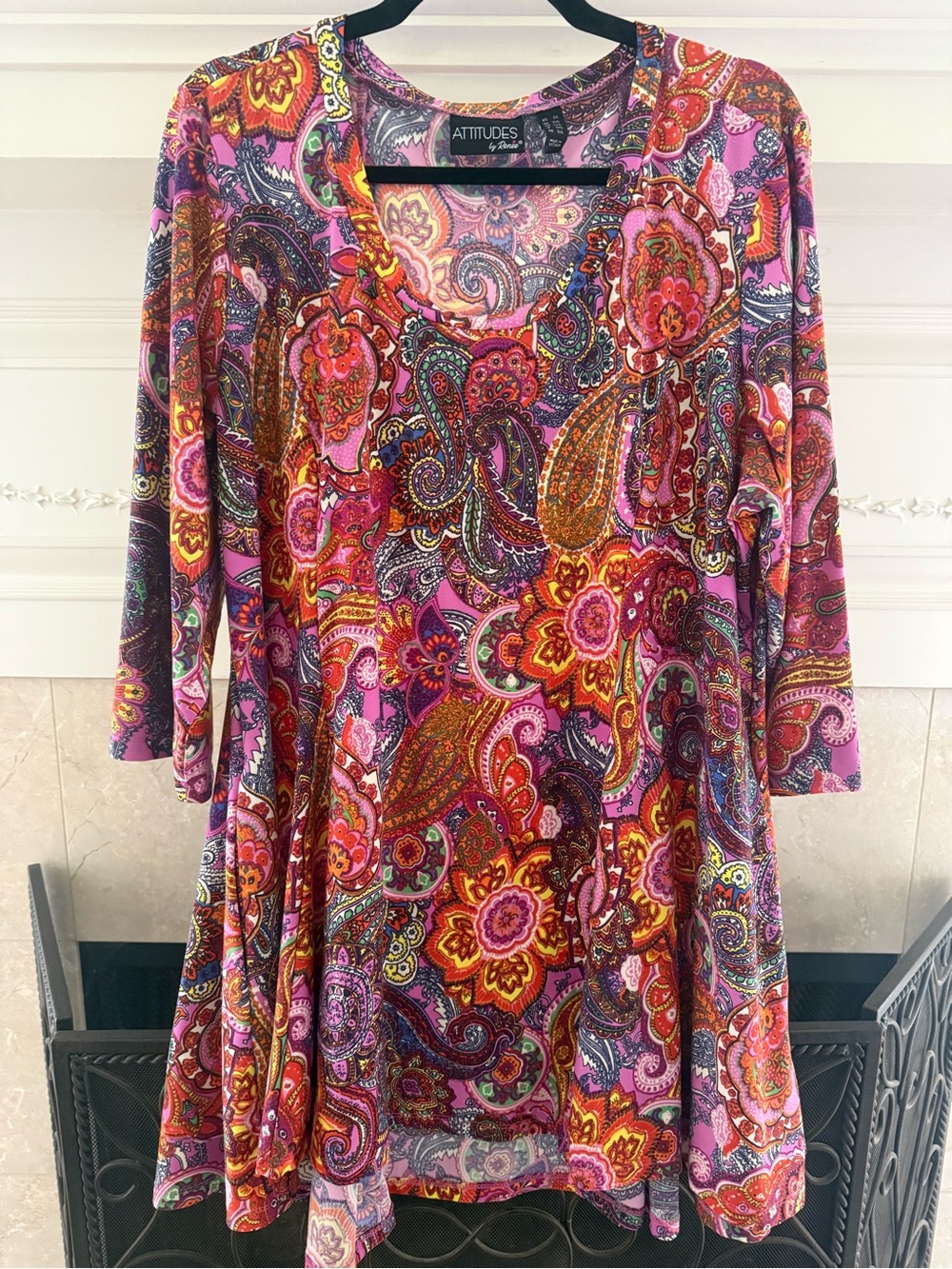 Attitudes by Renee Multicolor Paisley Floral Tunic- swing tunic- 2x